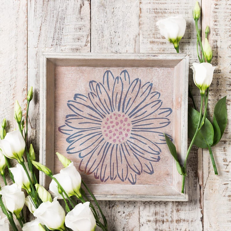 G GSS Designs GSS Designs Daisy Floral Pattern Wall Stencils 12x12Inch Large Daisy Flower Stencils for Painting on Canvas Wood Wall Furniture DIY Reusable Craft and Painting Wall Stencils - Image 4